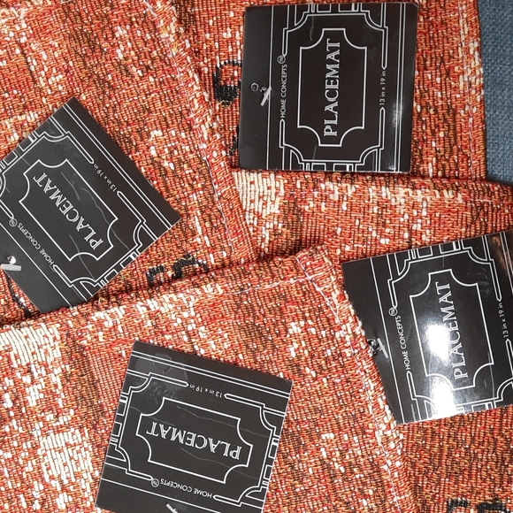 Set 4 Placemats Tablemat Cream Rust Rooster 13" x 19" Washable Farm Fresh Eggs - Picture 7 of 8